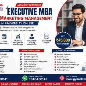 Apply for Shoolini University Online Executive MBA in Marketing Management. 2-year online MBA, ₹45,000 per semester, flexible learning for professionals.