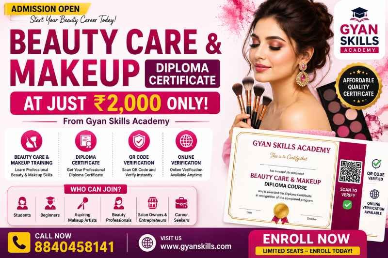 Beauty Care and Makeup Diploma Certificate at ₹2000 with QR Online Verification
