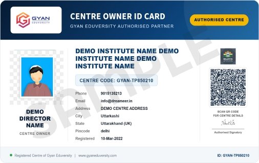 Centre Owner I-Card sample