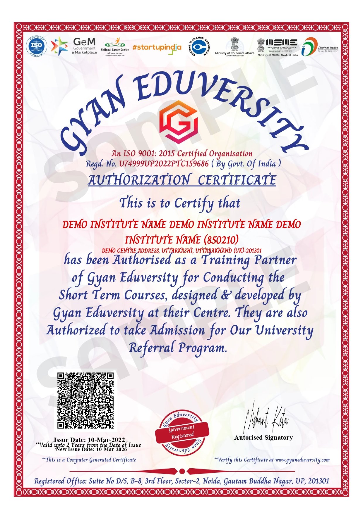 Centre Authority Letter sample