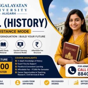 M.A. (History) from Mangalayatan University, Aligarh, with Distance Mode and ₹7,000 per semester.