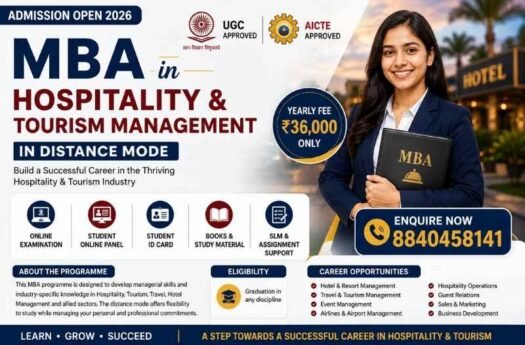 MBA in Hospitality & Tourism Management Distance Mode – ₹36,000Year