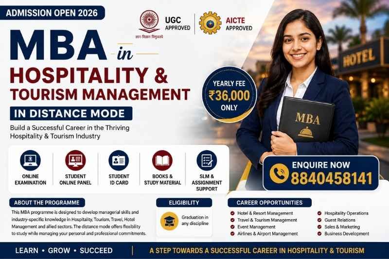 MBA in Hospitality & Tourism Management Distance Mode – ₹36,000/Year