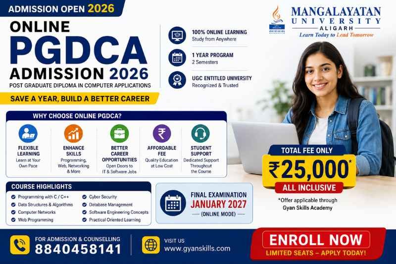 Online PGDCA Admission 2026 Mangalayatan University Aligarh ₹25000