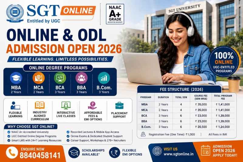 SGT Online Fee Structure 2026 Online Degree Admission