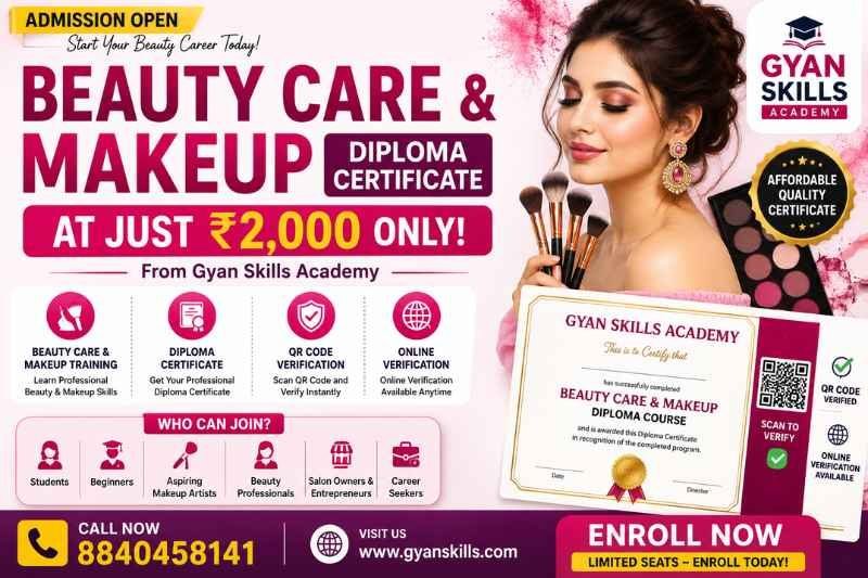 Beauty Care and Makeup Diploma Certificate at ₹2000 with QR Online Verification