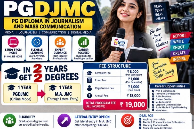 Online PGDJMC Admission 2026: PG Diploma in Journalism