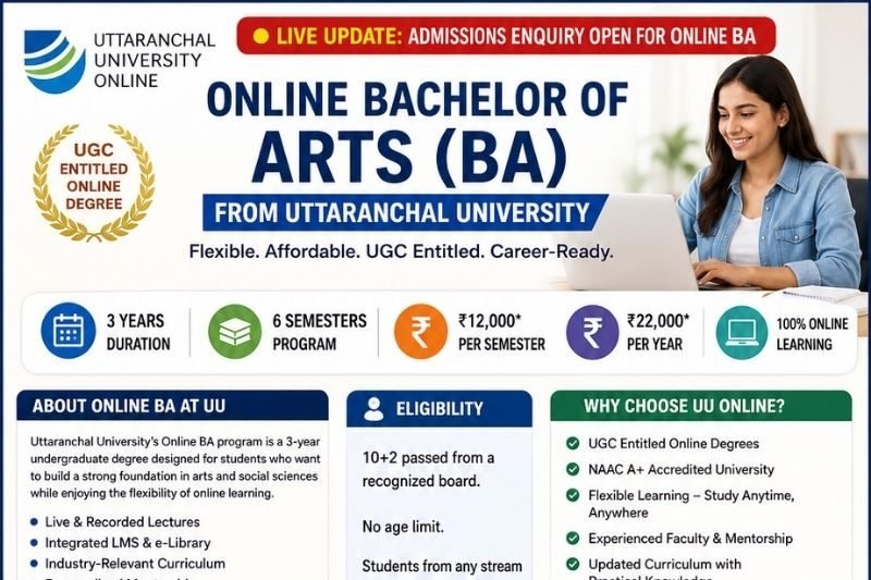 Online BA from Uttaranchal University 2026: Fees, Eligibility, Admission, Syllabus & EMI