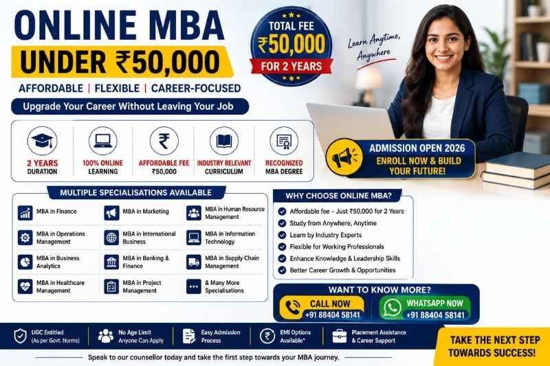 Online MBA Under ₹50,000: Fees, Specialisations & Admission 2026