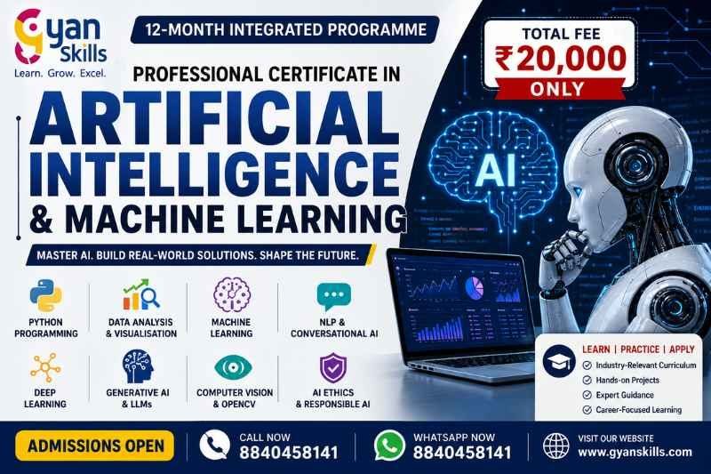 Professional Certificate in Artificial Intelligence & Machine Learning – 12-Month Course at ₹20,000
